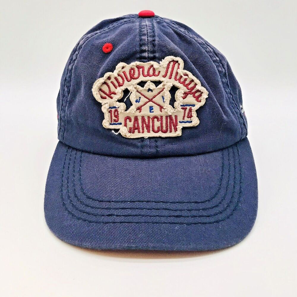 Riviera Maya Cancun Mexico 1974 Ball Cap Blue Pier 27 Adjustable Strapback Hat